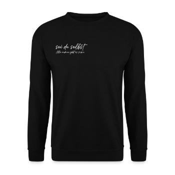 Motivation / Sei du selbst / mentale Stärke - Unisex Pullover - Schwarz - Vorne - Alina (178cm) & Michal (187cm)