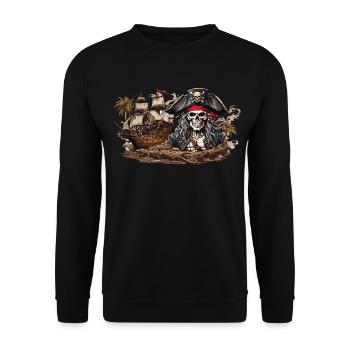 Voilier Pirate Capitaine Aventure Costume Design - Sweat-shirt Unisexe - noir - Devant - Alina (178cm) & Michal (187cm)