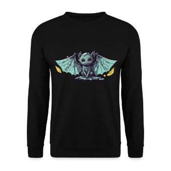 Gothic Kawaii Bat Anime Chibi Pastel Design - Unisex Sweatshirt - black - Front - Alina (178cm) & Michal (187cm)