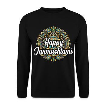 Fröhliches Janmashtami-indianerfest Hinduismus, - Unisex Pullover - Schwarz - Vorne - Alina (178cm) & Michal (187cm)