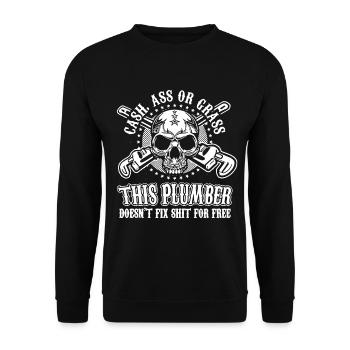 This Plumber Doesn't Fix For Free - Unisex Sweatshirt - black - Front - Alina (178cm) & Michal (187cm)