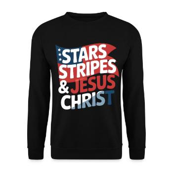 Amerikanischer Gläubiger Christ July 4th Jesus - Unisex Pullover - Schwarz - Vorne - Alina (178cm) & Michal (187cm)