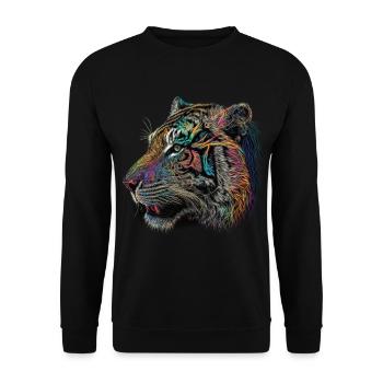 Tiger Raubkatze Tiere Geschenk Kunst Tiermotiv - Unisex Pullover - Schwarz - Vorne - Alina (178cm) & Michal (187cm)