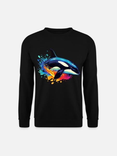 Bunter Schwertwal Orca - Unisex Pullover - Schwarz