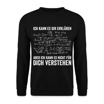 Physik Mathe Ingenieur - ich kann es dir erklären - Unisex Pullover - Schwarz - Vorne - Alina (178cm) & Michal (187cm)