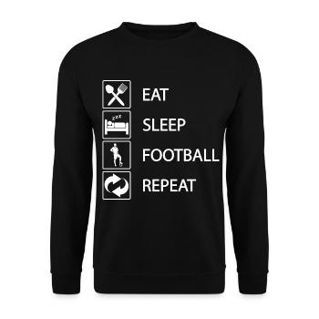 EAT SLEEP FOOTBALL REPEAT - Sweat-shirt Unisexe - noir - Devant - Alina (178cm) & Michal (187cm)