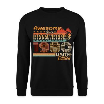 Retro Vintage Legendär Geburtstag Dezember 1980 - Unisex Pullover - Schwarz - Vorne - Alina (178cm) & Michal (187cm)