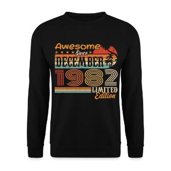 Retro Vintage Legendär Geburtstag Dezember 1982 - Unisex Pullover - Schwarz - Vorne - Alina (178cm) & Michal (187cm)