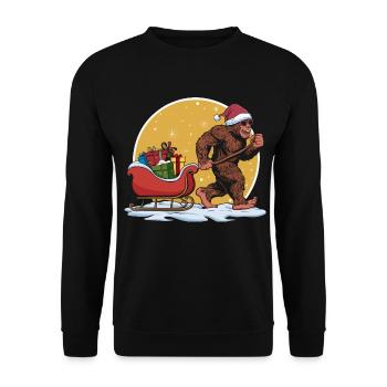 Funny Christmas bigfoot santa claus - Unisex Sweatshirt - black - Front - Alina (178cm) & Michal (187cm)