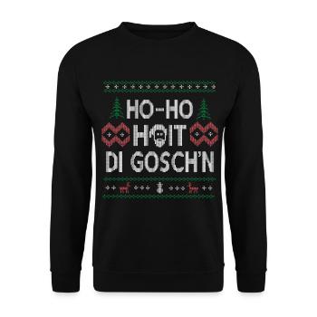Weihnachtlicher Spaß – Ho-Ho-Hoit di Gosch'n - Unisex Pullover - Schwarz - Vorne - Alina (178cm) & Michal (187cm)