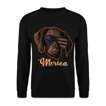 Merica Zeiger 4. Juli Geschenk - Unisex Pullover - Schwarz - Vorne - Alina (178cm) & Michal (187cm)