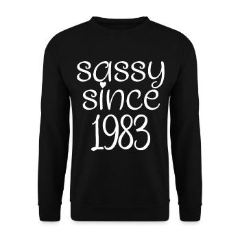 frech seit 1983, Geschenk zum 40. Geburtstag 40 Jahre alt - Unisex Pullover - Schwarz - Vorne - Alina (178cm) & Michal (187cm)