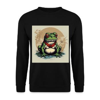 Delightfully Grumpy: Grumpy Japanese Frog - Unisex Sweatshirt - black - Front - Alina (178cm) & Michal (187cm)
