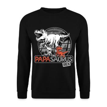 papasaurus rex Geschenk Papa Dinosaurier - Unisex Pullover - Schwarz - Vorne - Alina (178cm) & Michal (187cm)