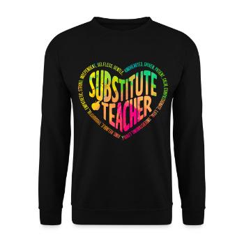 Cool Pride Passion Substitute Teacher - Unisex Sweatshirt - black - Front - Alina (178cm) & Michal (187cm)