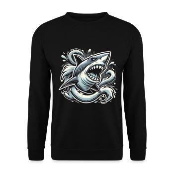 Nightmarish Shark in Dark Waters - Unisex Pullover - Schwarz - Vorne - Alina (178cm) & Michal (187cm)