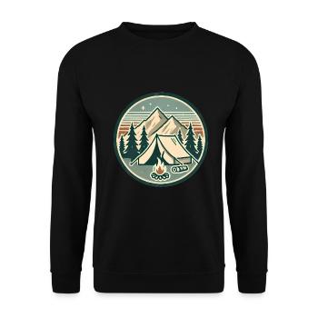 Vintage-Abzeichen für Bergabenteuer - Unisex Pullover - Schwarz - Vorne - Alina (178cm) & Michal (187cm)