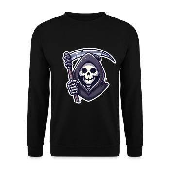 faucheuse souriante faux illustration - Sweat-shirt Unisexe - noir - Devant - Alina (178cm) & Michal (187cm)