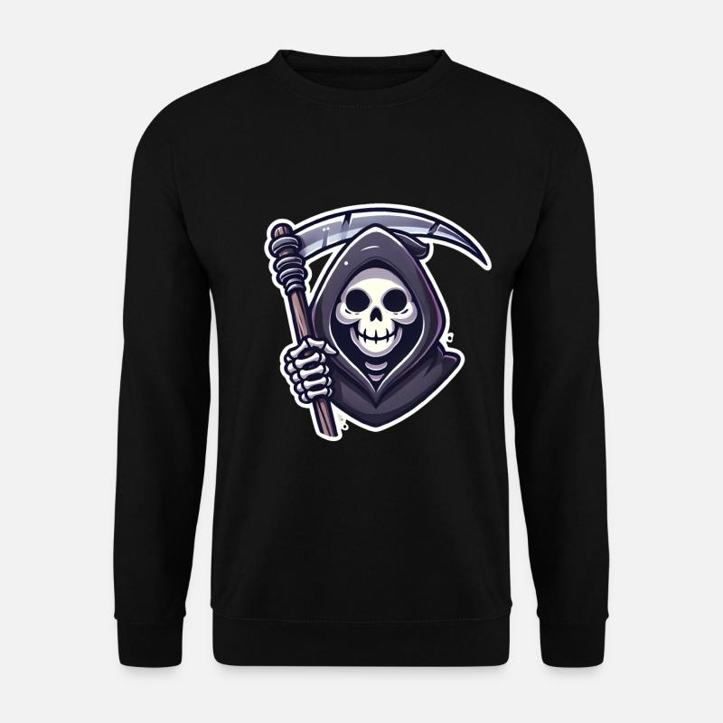 Grim Reaper Smiling Scythe Illustration - Unisex Sweatshirt - black