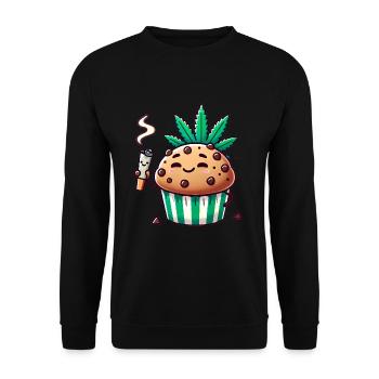 Chill Muffin mit Blattschliff - Unisex Pullover - Schwarz - Vorne - Alina (178cm) & Michal (187cm)