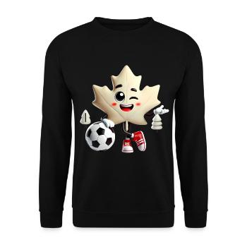 Kanada Maple Leaf Fußball Maskottchen - Unisex Pullover - Schwarz - Vorne - Alina (178cm) & Michal (187cm)