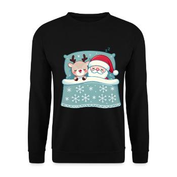 Duo de sommeil douillet renne du Père Noël - Sweat-shirt Unisexe - noir - Devant - Alina (178cm) & Michal (187cm)