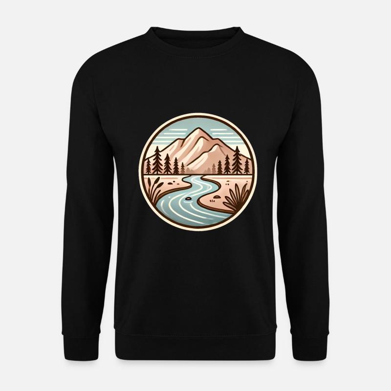 Friedliches Berg-Natur-Abzeichen-Design - Unisex Pullover - Schwarz