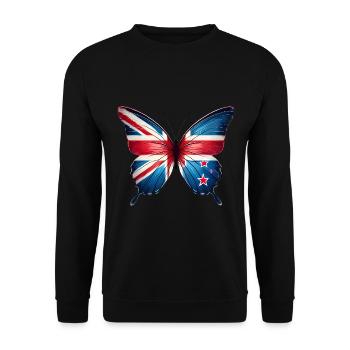 New Zealand Flag Butterfly Design - Unisex Sweatshirt - black - Front - Alina (178cm) & Michal (187cm)