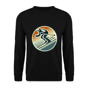 Conception de badge de ski rétro - Sweat-shirt Unisexe - noir - Devant - Alina (178cm) & Michal (187cm)