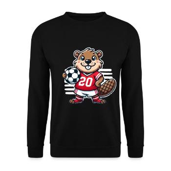 Cheerful Beaver Soccer Mascot Design - Unisex Sweatshirt - black - Front - Alina (178cm) & Michal (187cm)