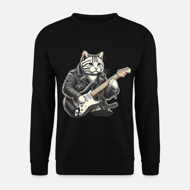 Cat Playing Guitar - Unisex Sweatshirt - black