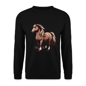 Majestätisches braunes Pferd Illustration - Unisex Pullover - Schwarz - Vorne - Alina (178cm) & Michal (187cm)