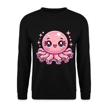 Adorable Pink Octopus Cartoon Design - Unisex Sweatshirt - black - Front - Alina (178cm) & Michal (187cm)