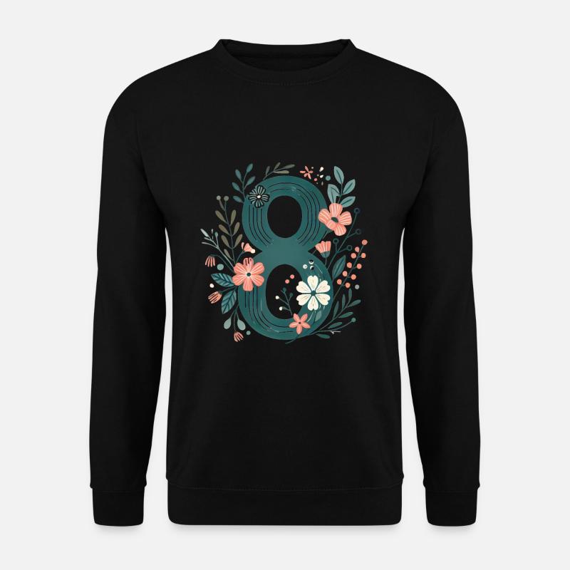 Floral Number 8 Design - Unisex Sweatshirt - black