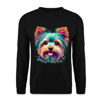 Portrait coloré d’un Yorkshire Terrier - Sweat-shirt Unisexe - noir - Devant - Alina (178cm) & Michal (187cm)