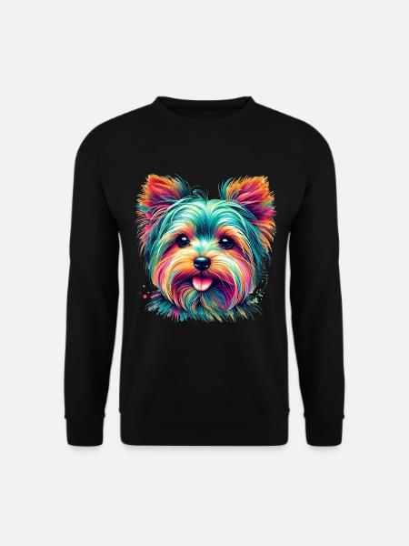 Buntes Yorkshire Terrier Porträt - Unisex Pullover - Schwarz