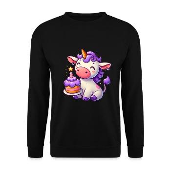 Unicorn Cow Birthday Cake Fun - Unisex Sweatshirt - black - Front - Alina (178cm) & Michal (187cm)