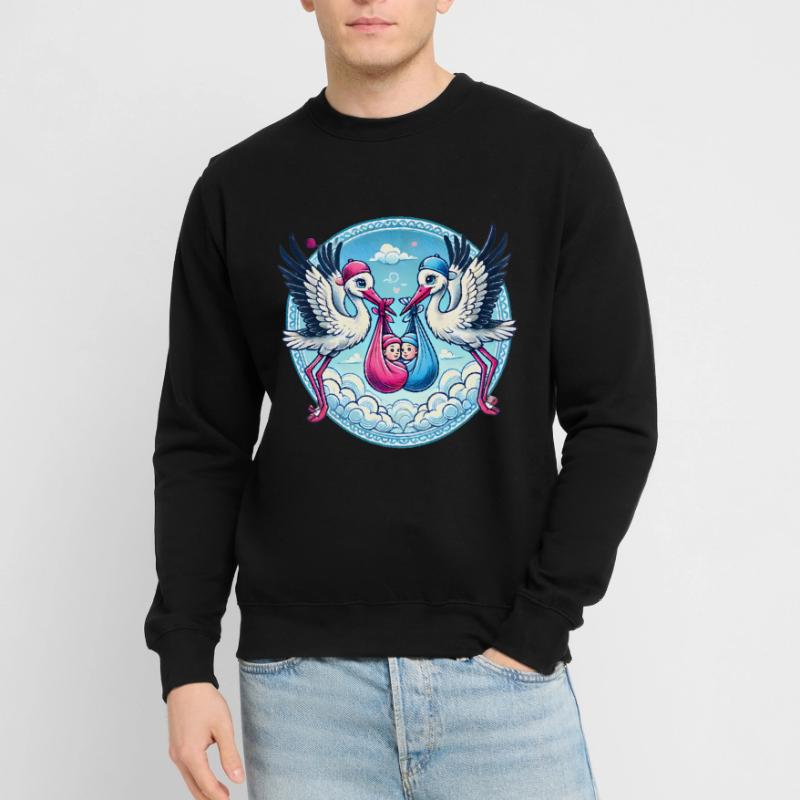 Rosa oder Blauer Storch Baby Bundle Design Unisex Pullover