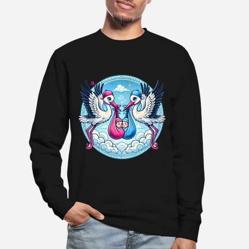 Rosa oder Blauer Storch Baby Bundle Design Unisex Pullover