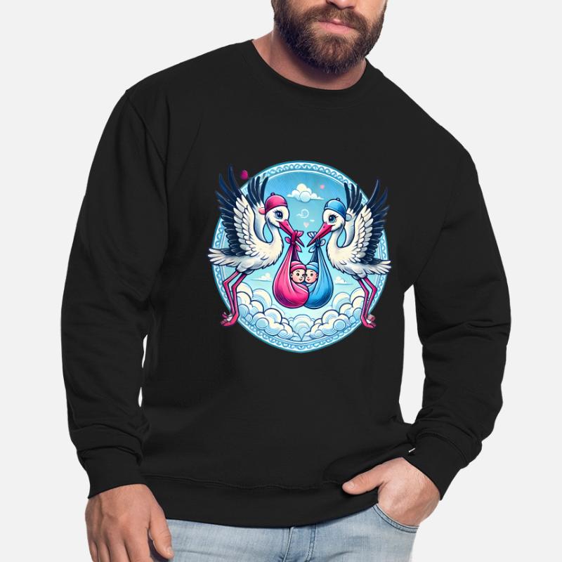 Rosa oder Blauer Storch Baby Bundle Design Unisex Pullover