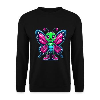Personnage de papillon de dessin animé coloré - Sweat-shirt Unisexe - noir - Devant - Alina (178cm) & Michal (187cm)