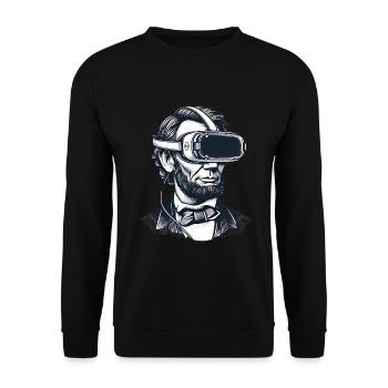 Lincoln in VR Headset Retro Design - Unisex Sweatshirt - black - Front - Alina (178cm) & Michal (187cm)
