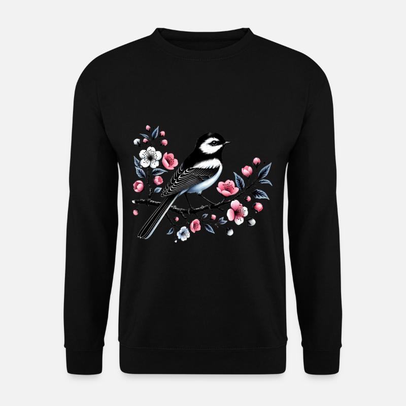 Chicadee on Blossoming Branch Design - Unisex Sweatshirt - black