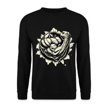 Muscular Arm Breaking Through Wall - Unisex Sweatshirt - black - Front - Alina (178cm) & Michal (187cm)