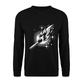 Allumette rétro demi-teinte flamme - Sweat-shirt Unisexe - noir - Devant - Alina (178cm) & Michal (187cm)