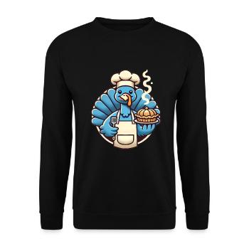 Chef Truthahn serviert Kürbiskuchen - Unisex Pullover - Schwarz - Vorne - Alina (178cm) & Michal (187cm)