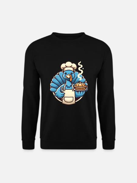 Chef Turkey Serving Pumpkin Pie - Unisex Sweatshirt - black