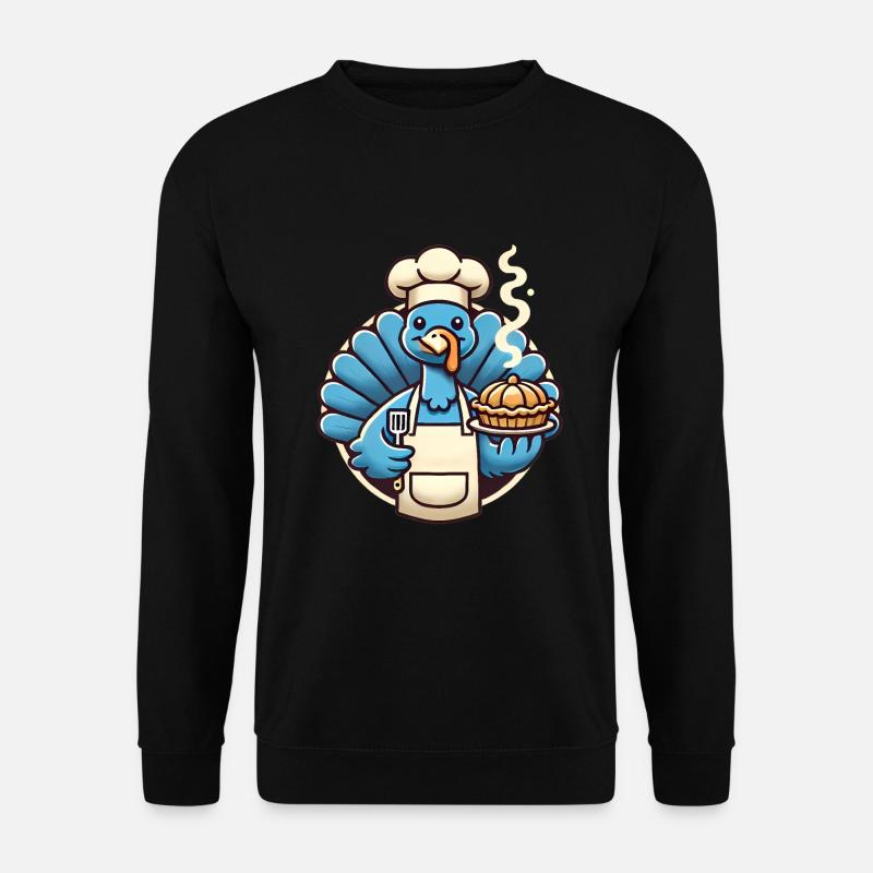 Chef Truthahn serviert Kürbiskuchen - Unisex Pullover - Schwarz