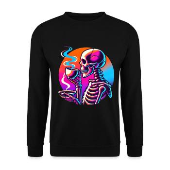 Neon squelette sirotant du café Design - Sweat-shirt Unisexe - noir - Devant - Alina (178cm) & Michal (187cm)