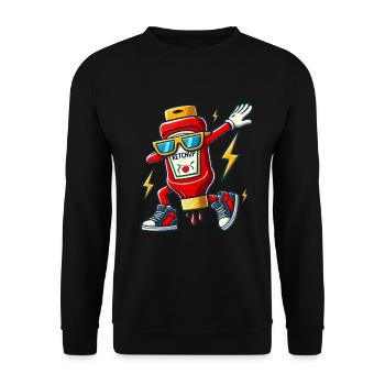 Ketchup Flasche Dab Design - Unisex Pullover - Schwarz - Vorne - Alina (178cm) & Michal (187cm)